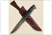 Нож НР2 Полярник наборная кожа, черный дамаск, текстолит : фото 5