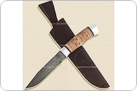 Нож Н33 Робинзон береста, черный дамаск, алюминий : фото 6