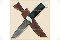 Нож Н15 Царевич наборная кожа, нержавеющий дамаск, алюминий : фото 6