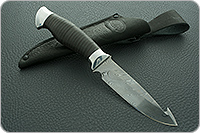 Нож НР21 Рыболов наборная кожа, контрастный дамаск, алюминий : фото 9