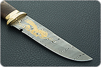 Нож Н8-Спецназ мореный орех, контрастный дамаск, латунь покрытая золотом : фото 4