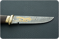 Нож Н8-Спецназ мореный орех, контрастный дамаск, латунь покрытая золотом : фото 7