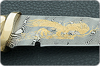 Нож Н8-Спецназ мореный орех, контрастный дамаск, латунь покрытая золотом : фото 8