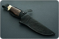 Нож Н8-Спецназ мореный орех, контрастный дамаск, латунь покрытая золотом : фото 11