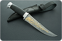 Нож Н69 Морской наборная кожа, контрастный дамаск, алюминий : фото 10