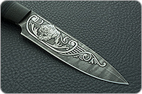 Нож НР3  Гумбольт  (гравировка никель) наборная кожа, черный дамаск, текстолит : фото 4