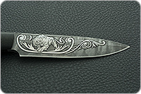 Нож НР3  Гумбольт  (гравировка никель) наборная кожа, черный дамаск, текстолит : фото 6