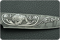 Нож НР3  Гумбольт  (гравировка никель) наборная кожа, черный дамаск, текстолит : фото 7